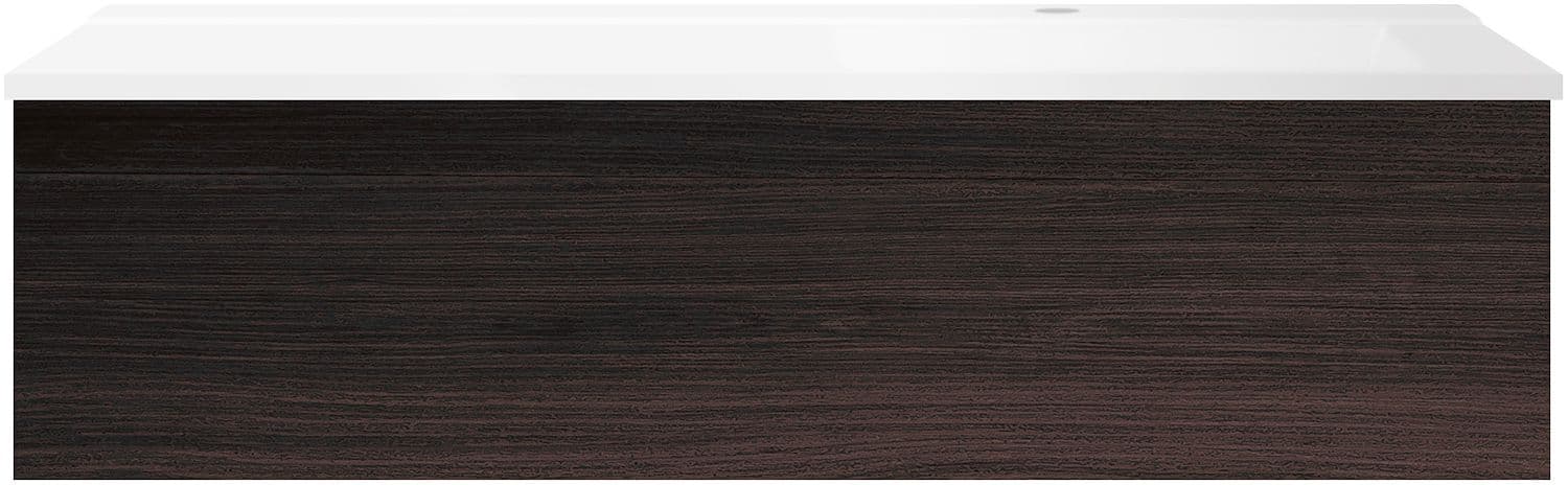 SOUS MEUBLE COFFEE 1 TIROIR 120 CHENE DECOR MOKKA+LAVABO DROITE BLANC MAT