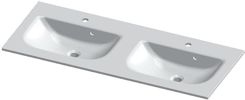 TABLET FORM/ALANO 120CM 2 LAVABO MARBRE DE SYNTHESE BLANC