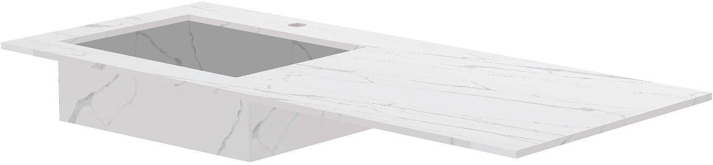 TABLET MARBRE CERAMIQUE PURO LAVABO S GAUCHE L120 H1,2 +TROU ROBINET WHITE CALACATTA