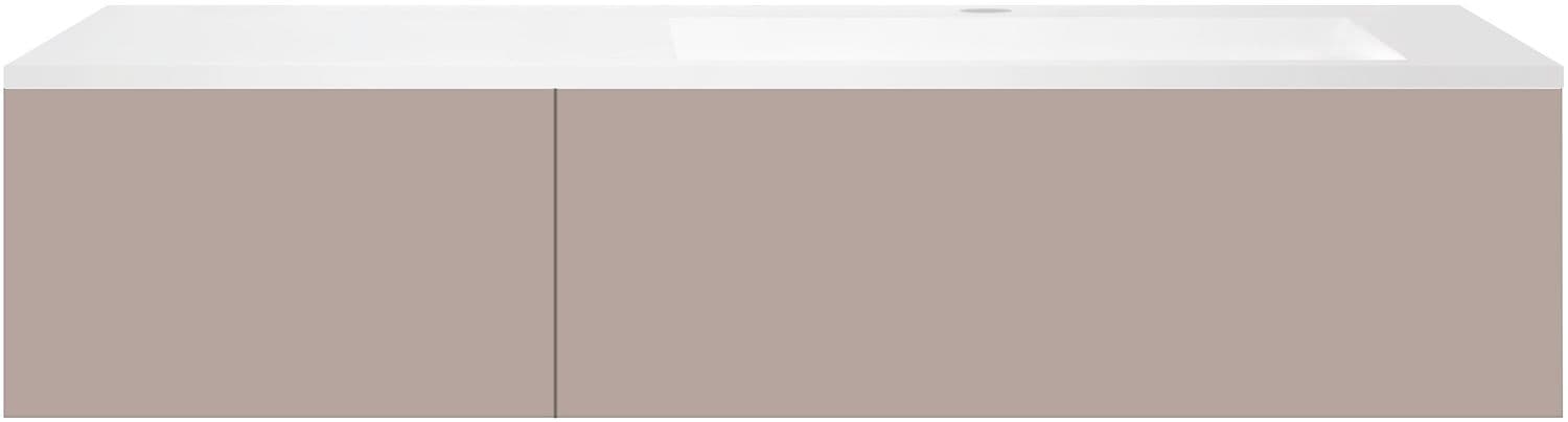 SOUS MEUBLE COFFEE 2 TIROIRS 140 MAT BASALTGRIJS+LAVABO EN MARBRE SYNTHETIQUE DROITE BLANC