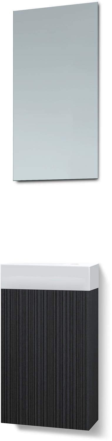 LAVE-MAINS FOREST PORCELAINE/ 1 PORT/MIROIR CHENE NOIR