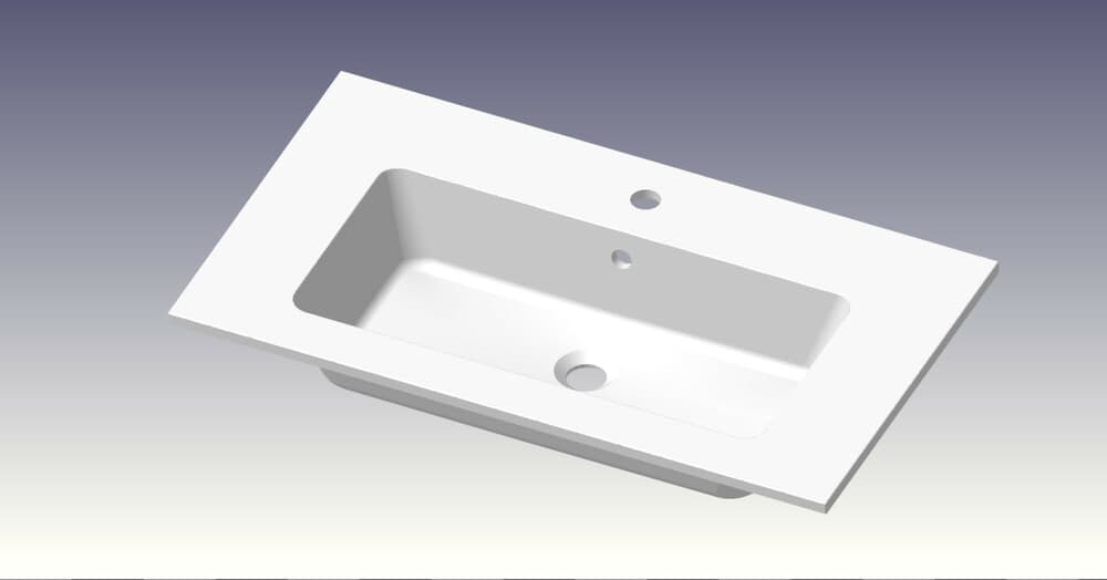 intro Cor tablette avec 1lavabo intégré 805x460x14mm blanc brillant