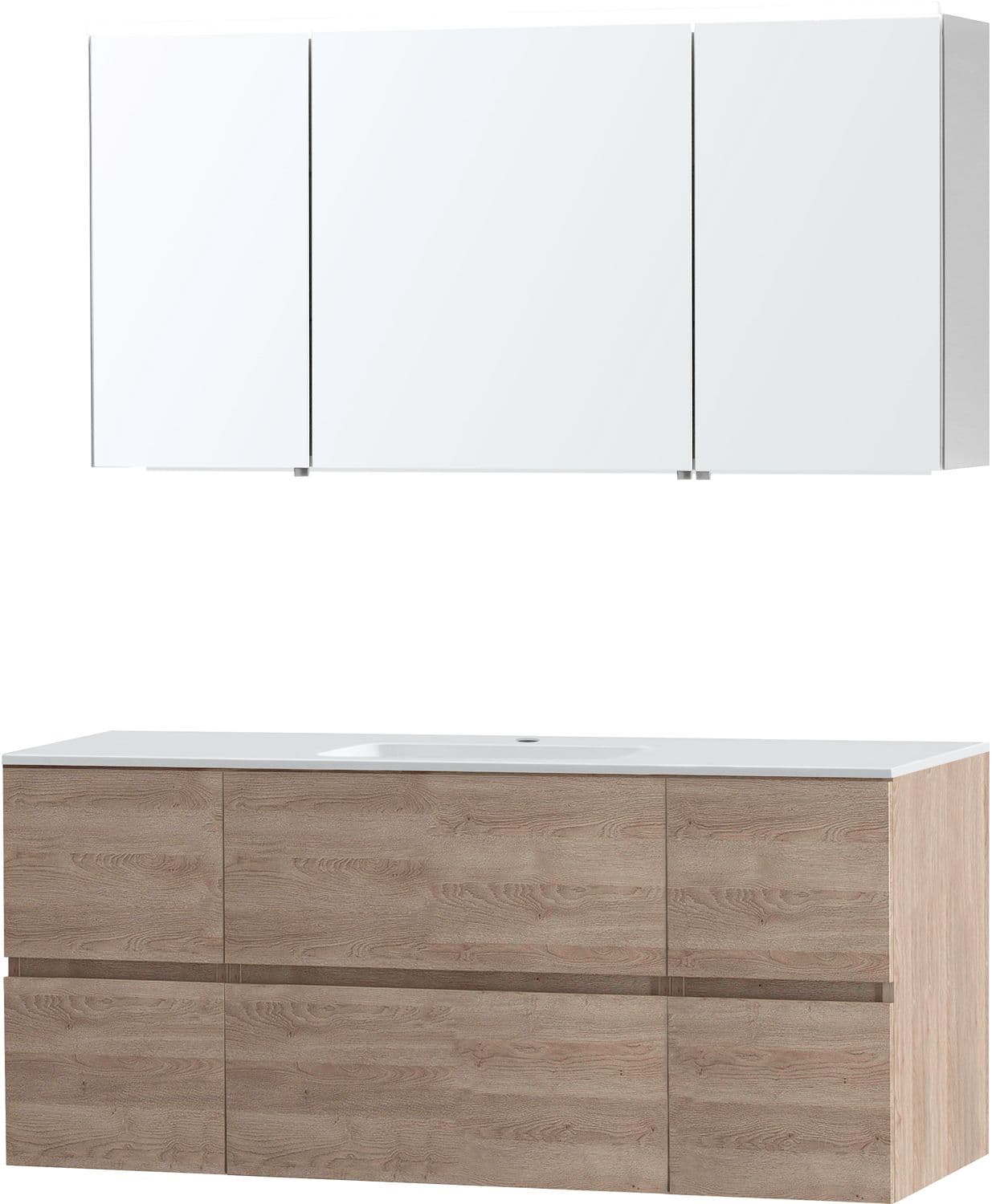 MEUBLE MOLTO CHENE NATUREL 140 1 LAVABO MARBRE SYNTHETIQUE ARMOIRE TOILETTE