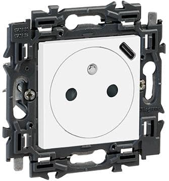 Valena prise + Usb intégré appareil complet Blanc à griffes