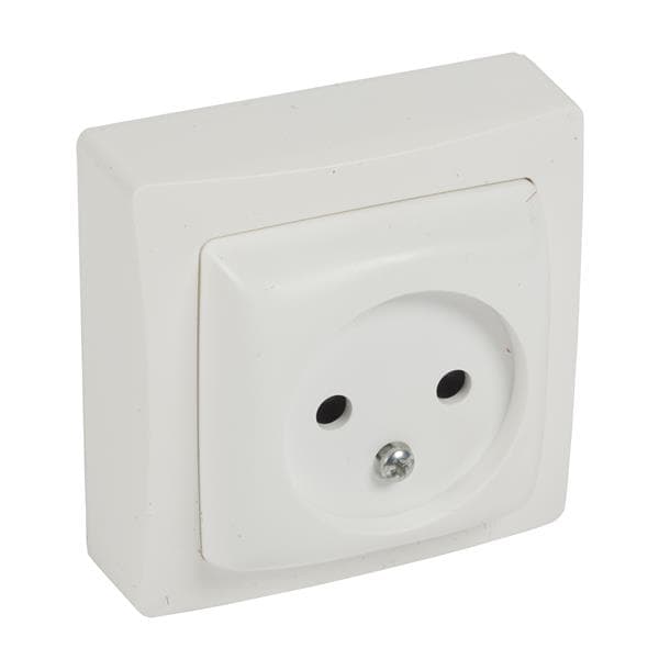 Oteo prise de courant 2 pôles avec sécurité - 10 / 16A - 250 V - complet - Blanc Ral 9010 - mécanism