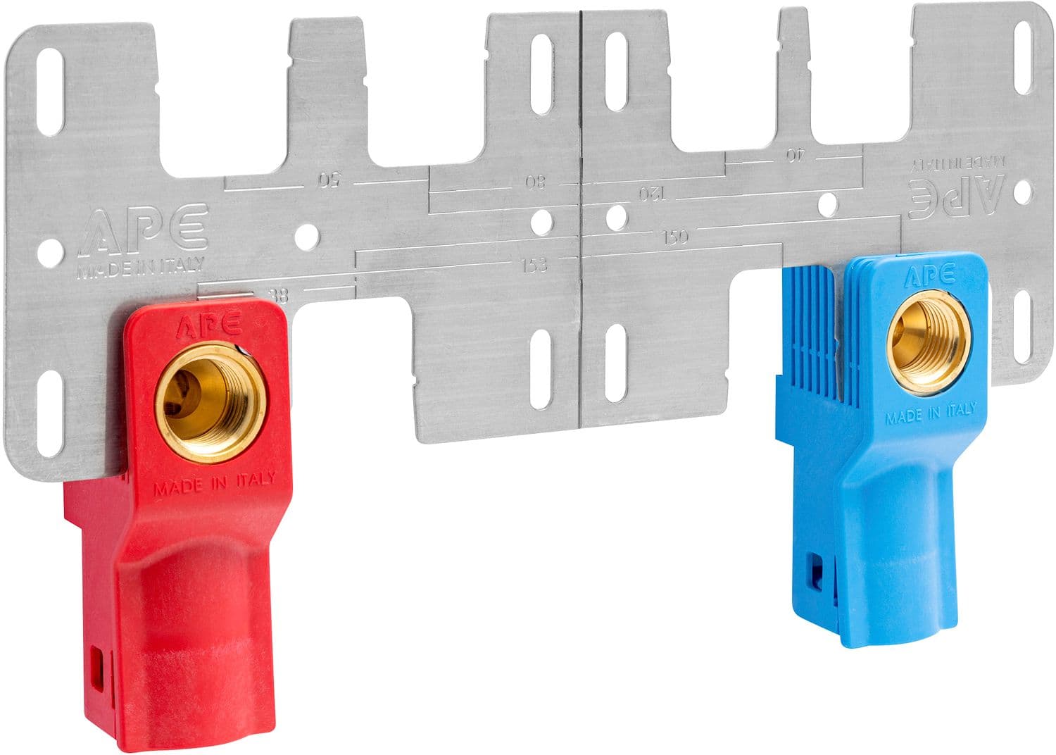 SET 2 PIECES BOITES A ENCASTRER (BLEU + ROUGE) 16MM-1/2"F + PLAQUE DE MONTAGE ALUPEX