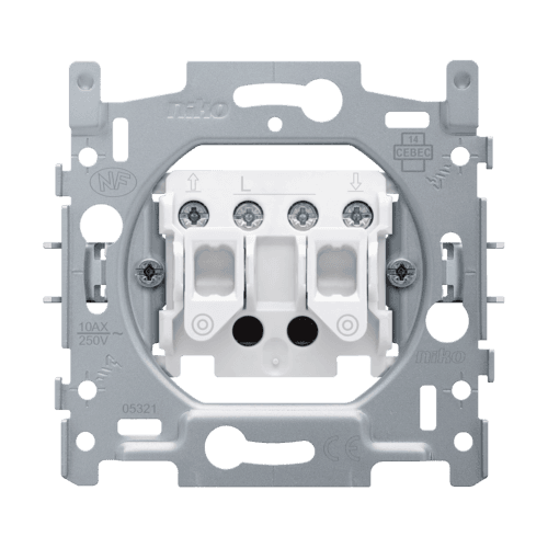 Socle pour bouton-poussoir pour volets pour commandes électroniques, 10 A, bornes à vis