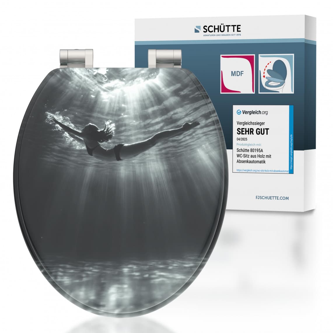 80135 Abattant WC en MDF DEEP DIVE, avec frein de chute
