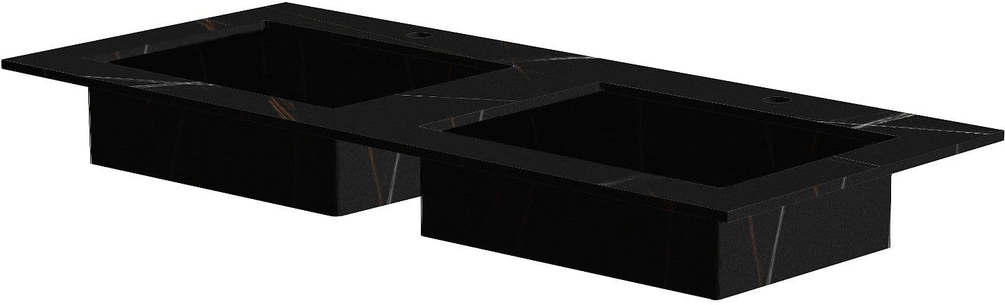 TABLET MARBRE CERAMIQUE PURO LAVABO S DOUBLE L120 H1,2 +TROU ROBINETS BAMBOO BLACK