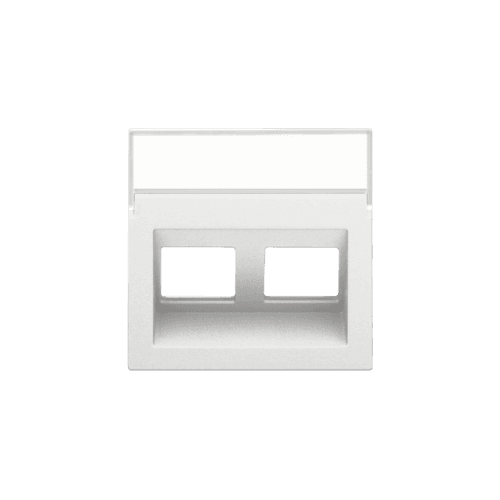 Enjoliveur data 2x RJ sortie oblique, couleur white coated
