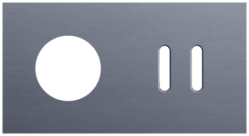Plaque de recouvrement double, horizontale 71 mm d'entraxe, pour une fonction de prise de courant et une fonction de commutation double, Niko Rocker alu blue grey brushed