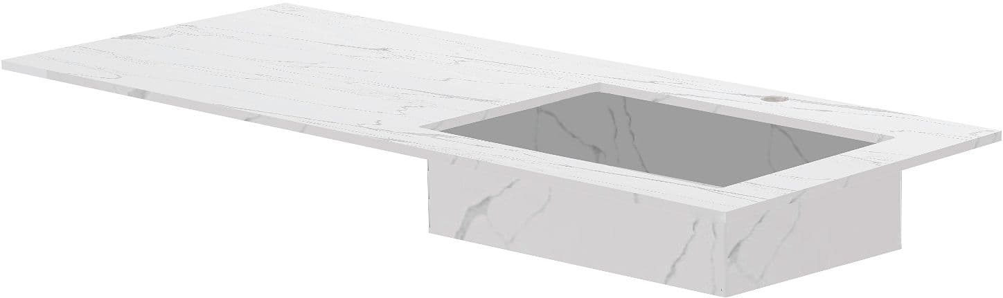 TABLET MARBRE CERAMIQUE PURO LAVABO S DROITE L120 H1,2 +TROU ROBINET WHITE CALACATTA