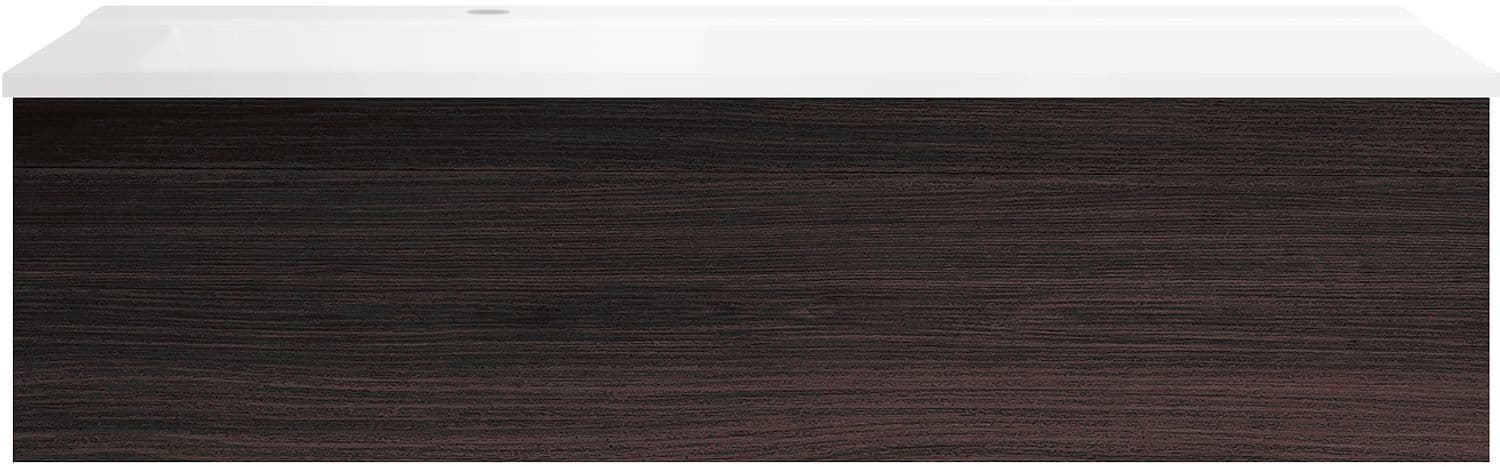 SOUS MEUBLE COFFEE 1 TIROIR 120 CHENE DECOR MOKKA+LAVABO GAUCHE BLANC MAT
