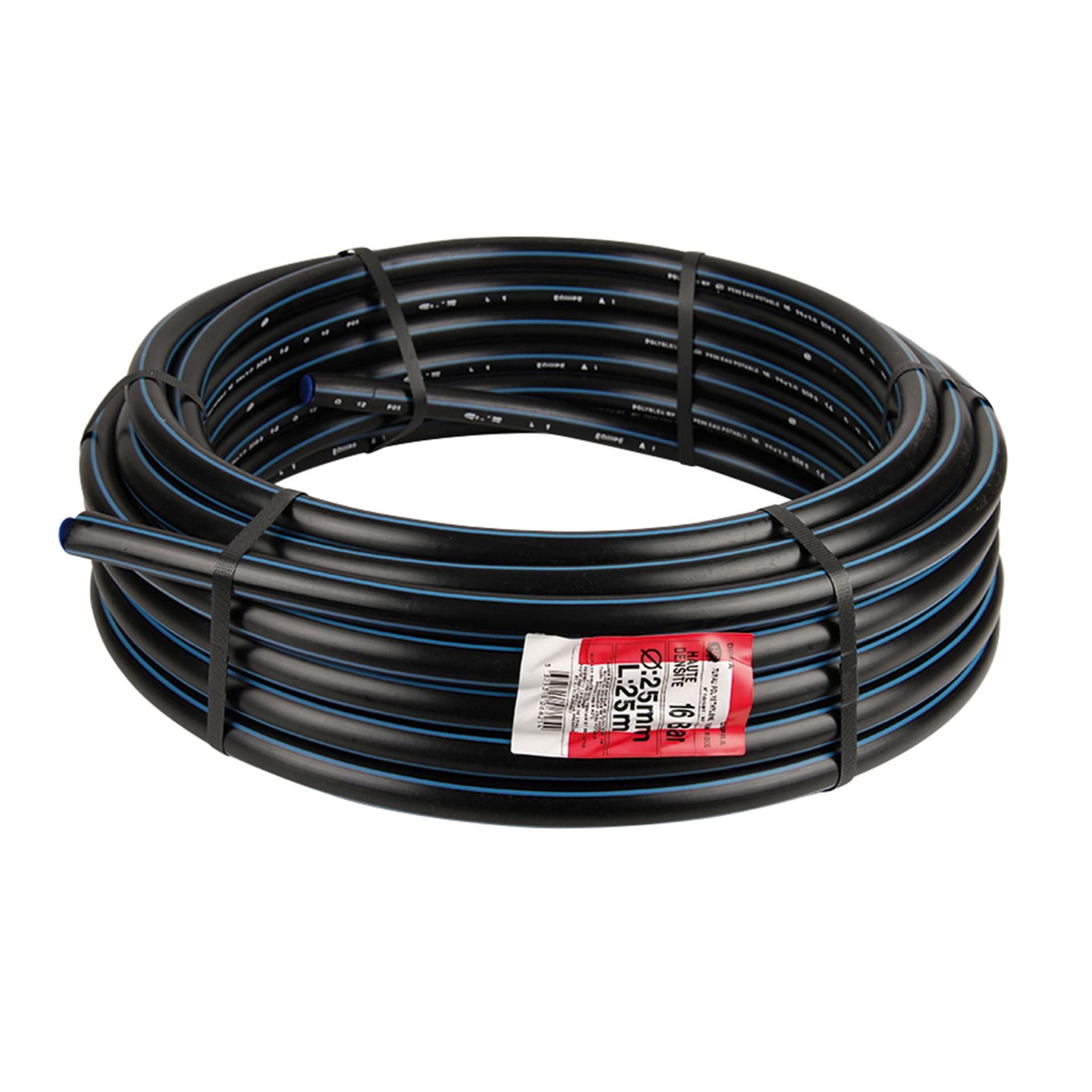 TUYAU POUR EAU POTABLE - PE - 12,5 BAR - DIAMÈTRE 32 MM - 25 M - NOIR