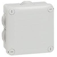 Boîte carrée Plexo IP55 étanche - Gris - 7 embouts