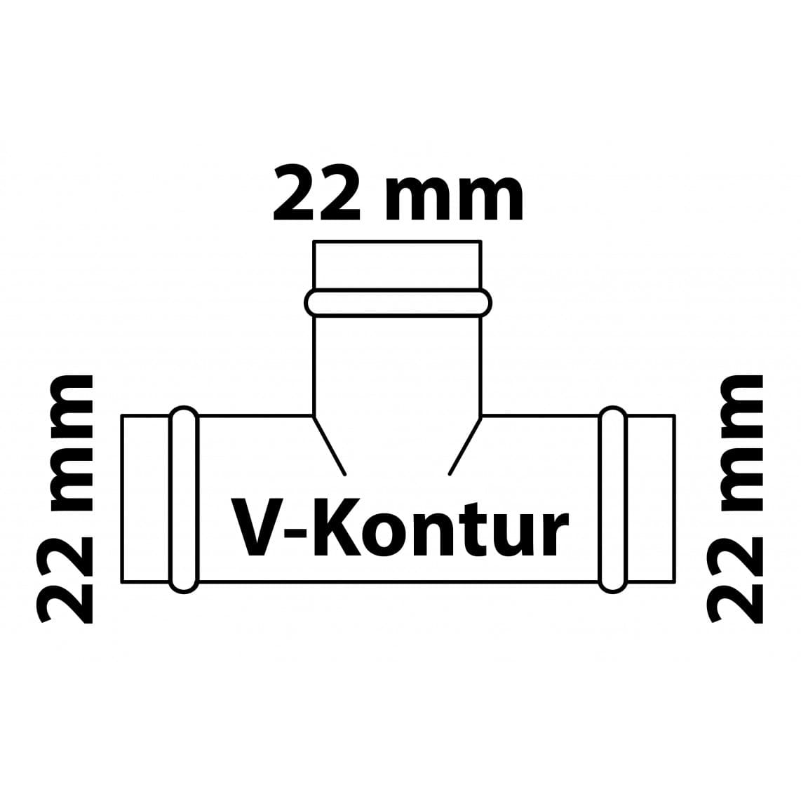 988617454 CU pièce en T, vierge, 22 mm, 3 manchons, (P5130),