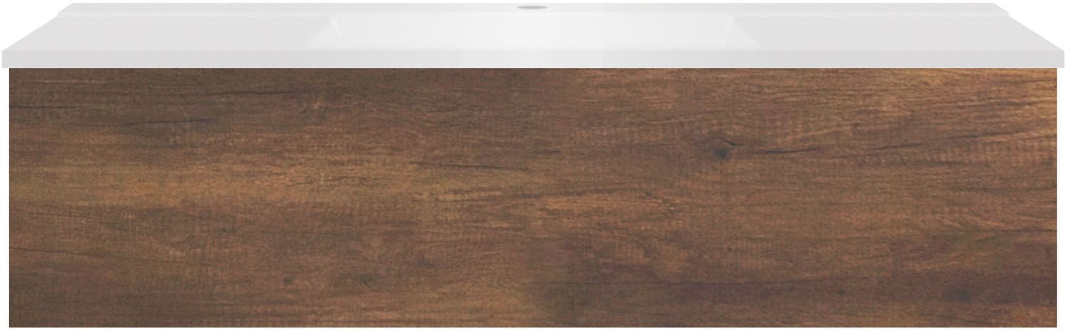 SOUS MEUBLE COFFEE 1 TIROIR 120 CHENE DECOR ROUILLE+LAVABO BLANC MAT