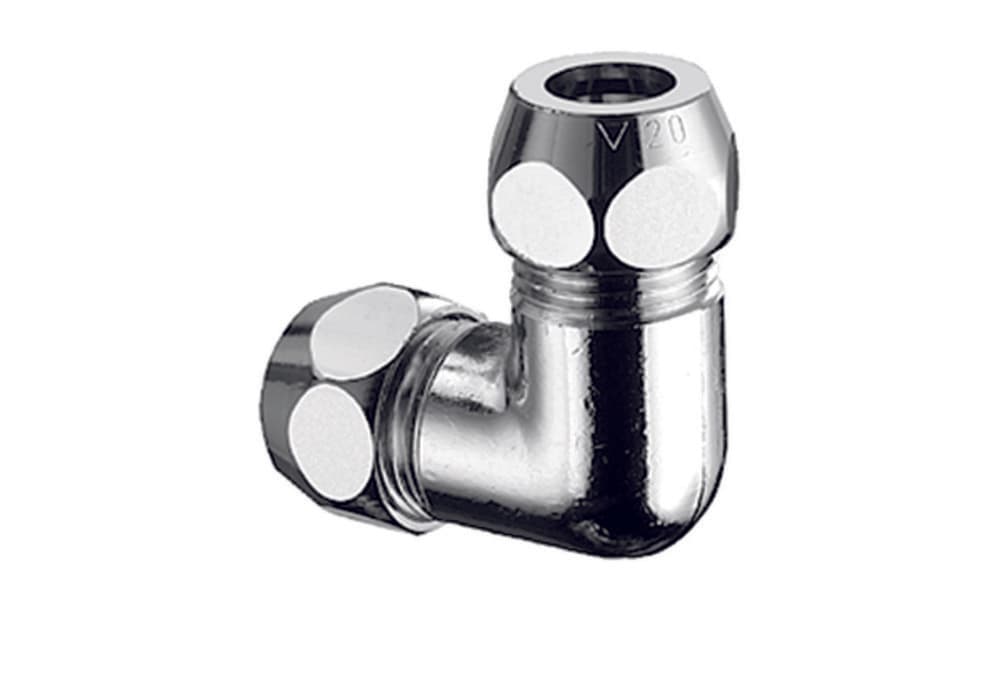 Schell raccord d'alimentation double coudé D 10 x D 10 laiton chromé