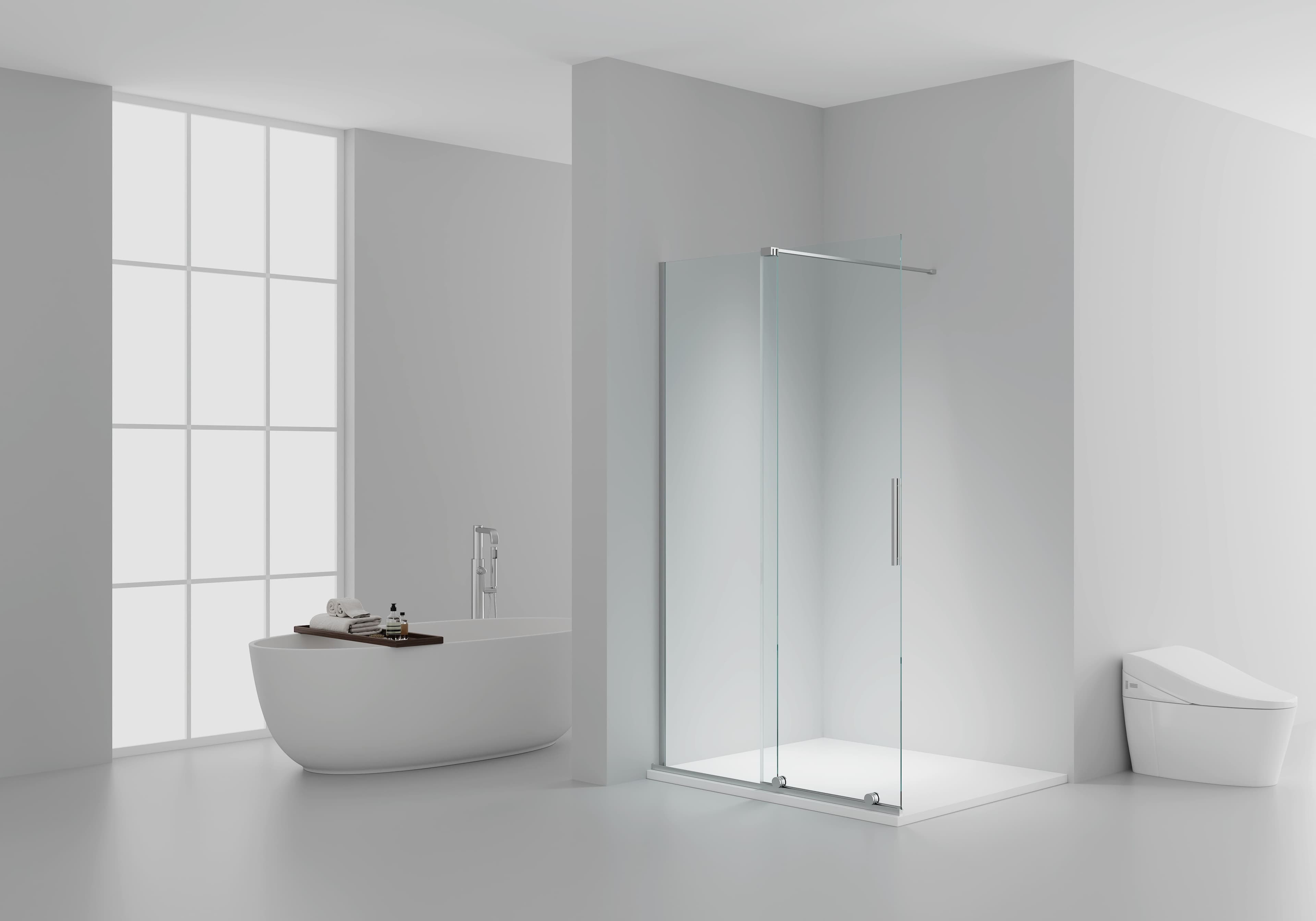X-SLIDE DOUCHE À L'ITALIENNE AVEC PORTE COULISSANTE - PORTE COULISSANTE POUR NICHE – TRAITEMENT ANTICALCAIRE – RÉVERSIBLE – VERRE DE SÉCURITÉ 8MM – 120X200CM – CHROME – VERRE CLAIR
