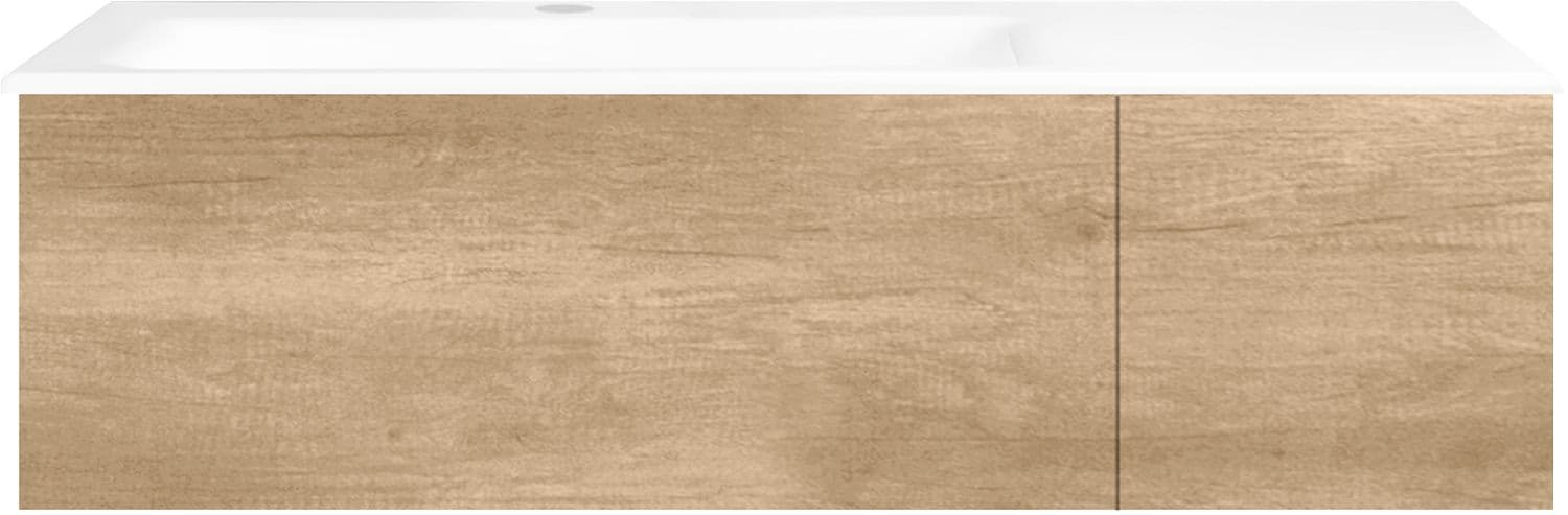 SOUS MEUBLE COFFEE 2 TIROIRS 110 CHENE DECOR CACHMIRE +LAVABO GAUCHE PORCELAINE BLANC
