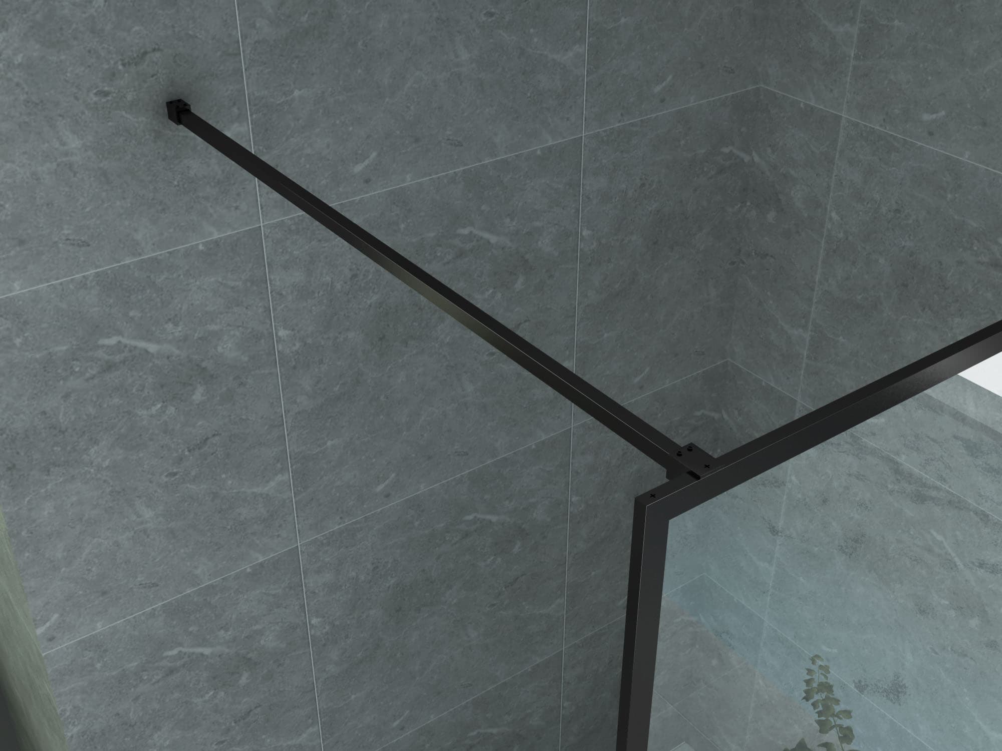ALONI DOUCHE À L’ITALIENNE AVEC CADRE - 1200X2000MM - NOIR MAT-VERRE CLAIR