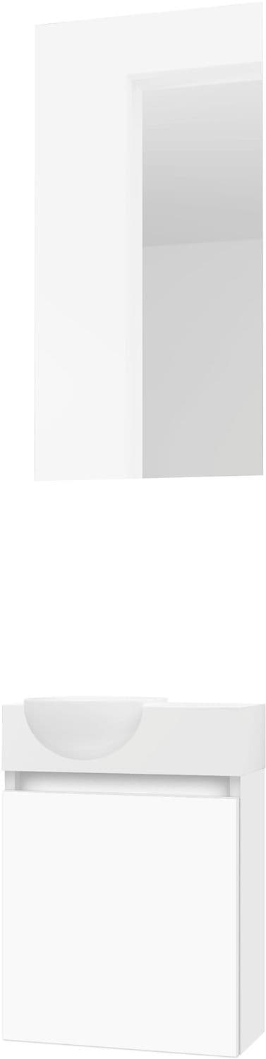 LAVE-MAINS FORM MINI QUO GAUCHE / 1 PORT/MIROIR BLANC
