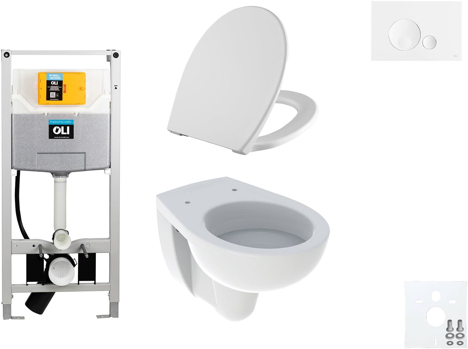 WALLFIX OLI WC SUSPENDU BASTIA D600 SOFTCLOSE + LIFT-OFF GLOBE BLANC