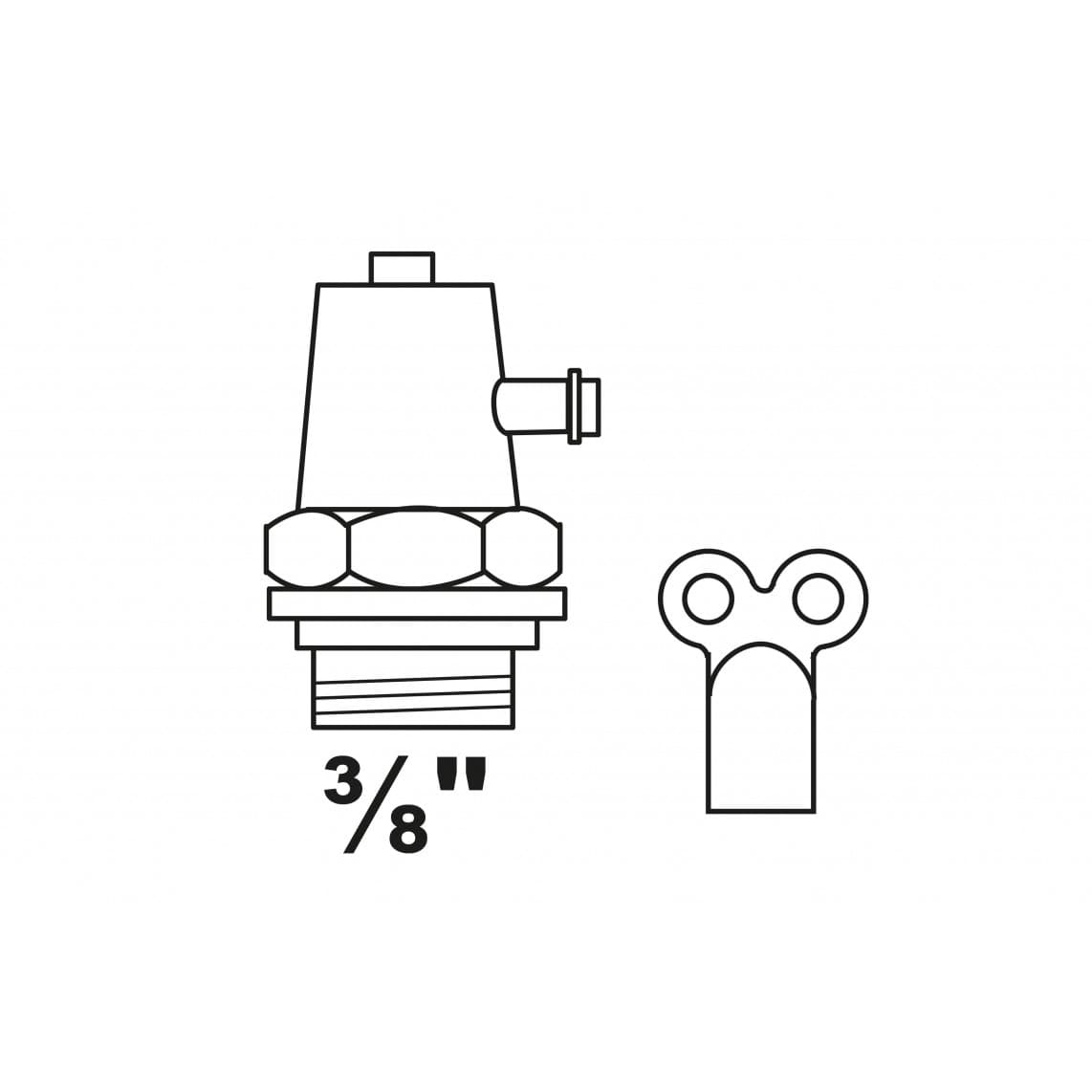 988551060 Vanne de purge pour radiateur, nickelé, 3/8", avec clé
