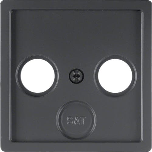 Enjoliveur pour prise coaxiale 2 et 3 trous Berker Q.1 / Q.3 Anthracite, Velours
