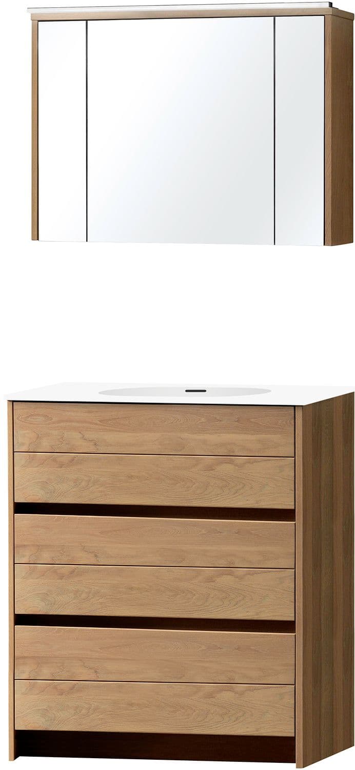MEUBLE MOLTO SOL CHENE MASSIF SOLO 90 MARBRE SYNTHETIQUE ARMOIRE TOILETTE