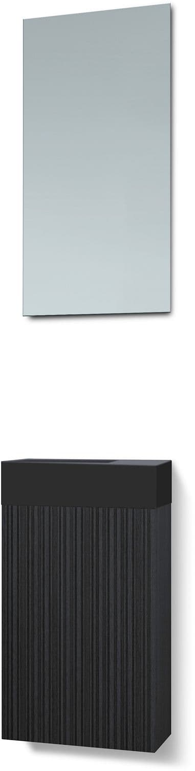 LAVE-MAINS FOREST PORCELAINE NOIR/ 1 PORT/MIROIR CHENE NOIR