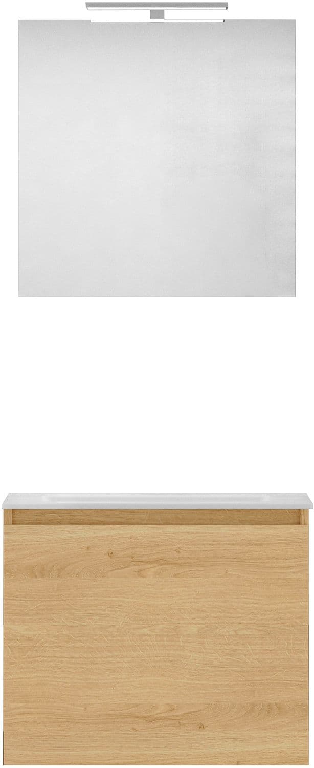 MEUBLE FORM 60CM SOLO 1 TIROIR MARBRE DE SYNTHESE +MIROIR CHENE NORDIC