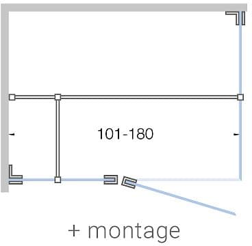 PORTE PIVOTANTE AVEC PARTI FIX+ PAROI LATERALE CLOSE JUSQU'A 180CM H200CM CLAIR-BLANC MAT+ MONTAGE