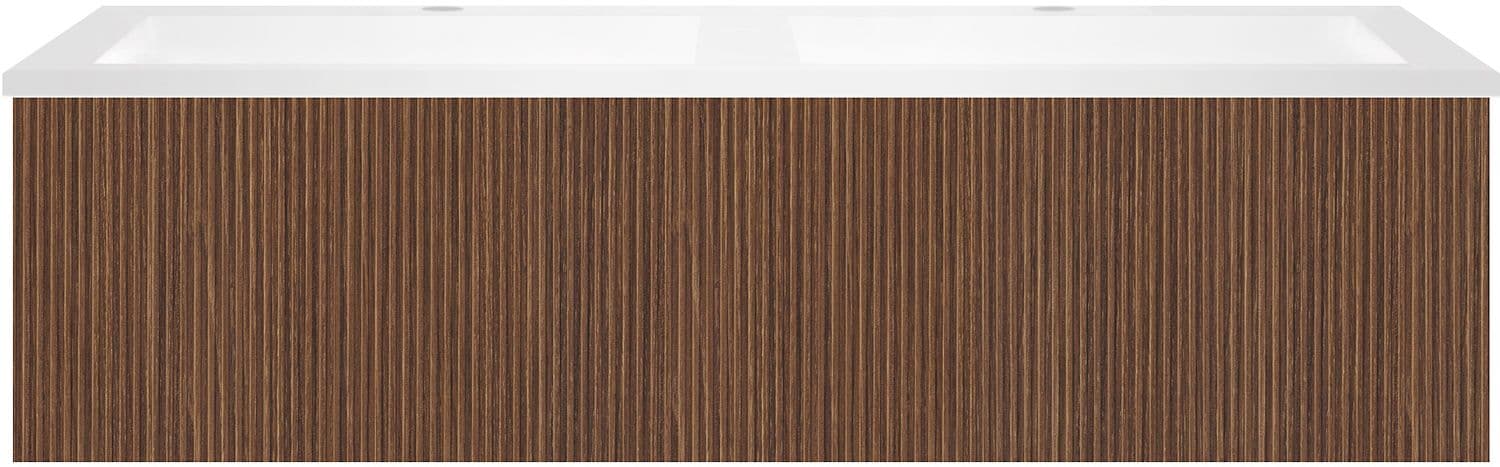 SOUS MEUBLE COFFEE 1 TIROIR 120 DUO NOYER SMARTLINE + LAVABO DOUBLE EN MARBRE SYNTHETIQUE BLANC MAT