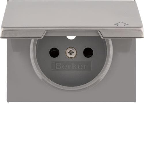 Sets de finition pour prise de courant à clapet Berker K.5 Inox