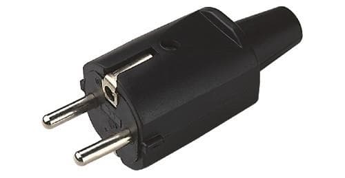 Fiche mâle en PVC + PC 16A - 250V - Noir 90 x 36.5 x 36.5mm