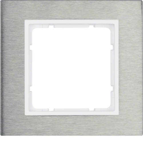 Plaque de recouvrement 1 poste Berker B.7 Inox / Blanc polaire