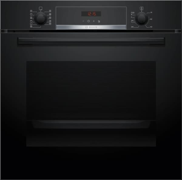 Four serie 4 multifonction 60cm, classe A+, 7 modes de cuisson, pyrolyse, display Rouge, Noir Noir A