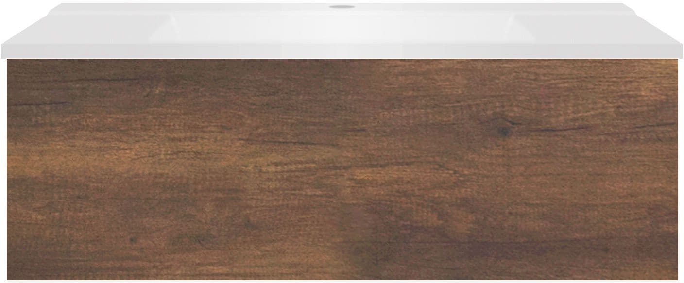 SOUS MEUBLE COFFEE 1 TIROIR 90 CHENE DECOR ROUILLE+LAVABO BLANC