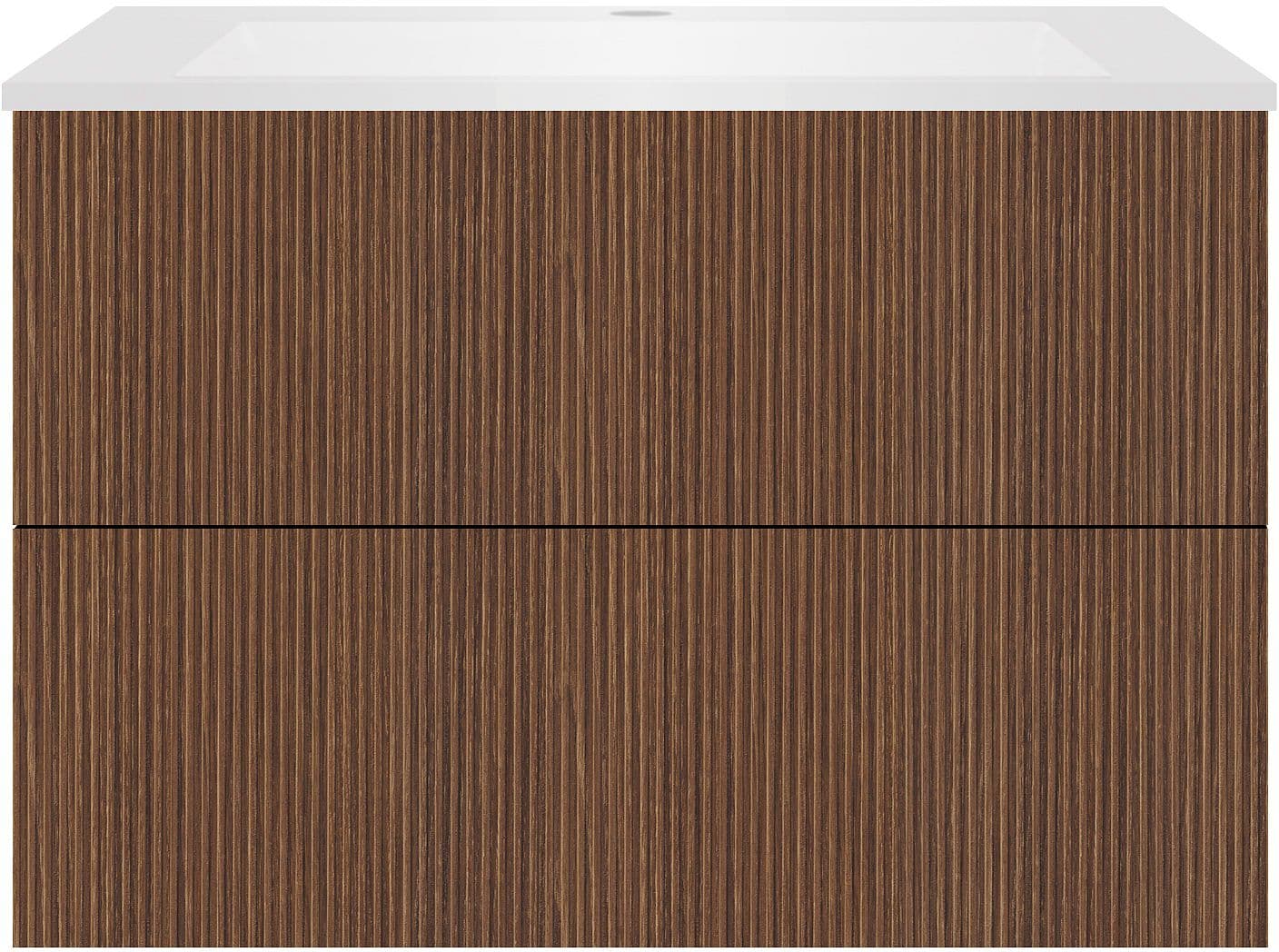 SOUS MEUBLE COFFEE 2 TIROIRS 90 NOYER SMARTLINE+LAVABO EN MARBRE SYNTHETIQUE BLANC