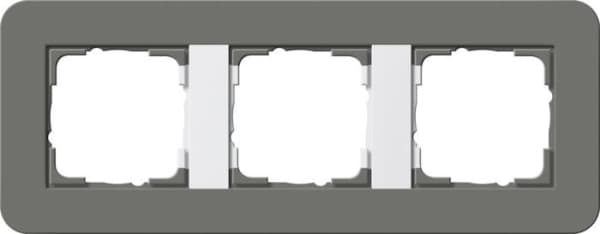 Cadre de finition Gira E3 Soft-Touch Gris foncé avec cadre de support Blanc brillant Soft-Touch