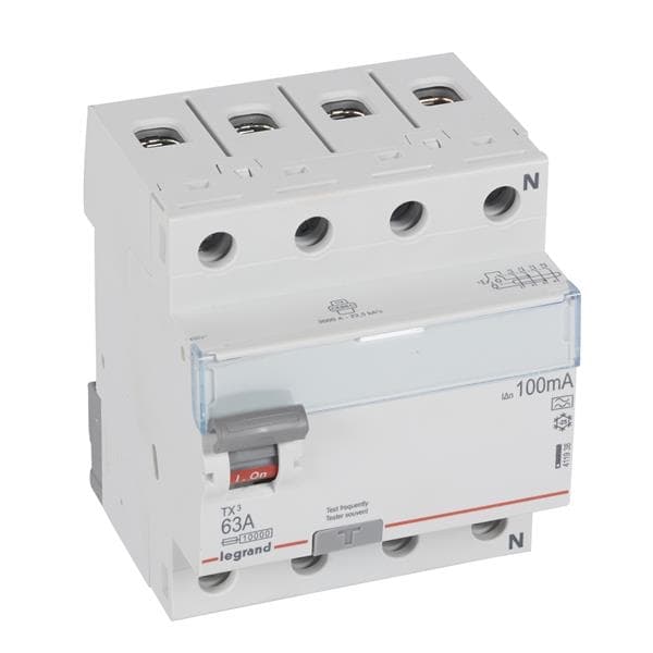 Interrupteur différentiel TX³ 4 pôles 100mA 63A type A - 4 modules