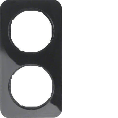 Plaque de recouvrement 2 postes Berker R.1 Noir, brillant