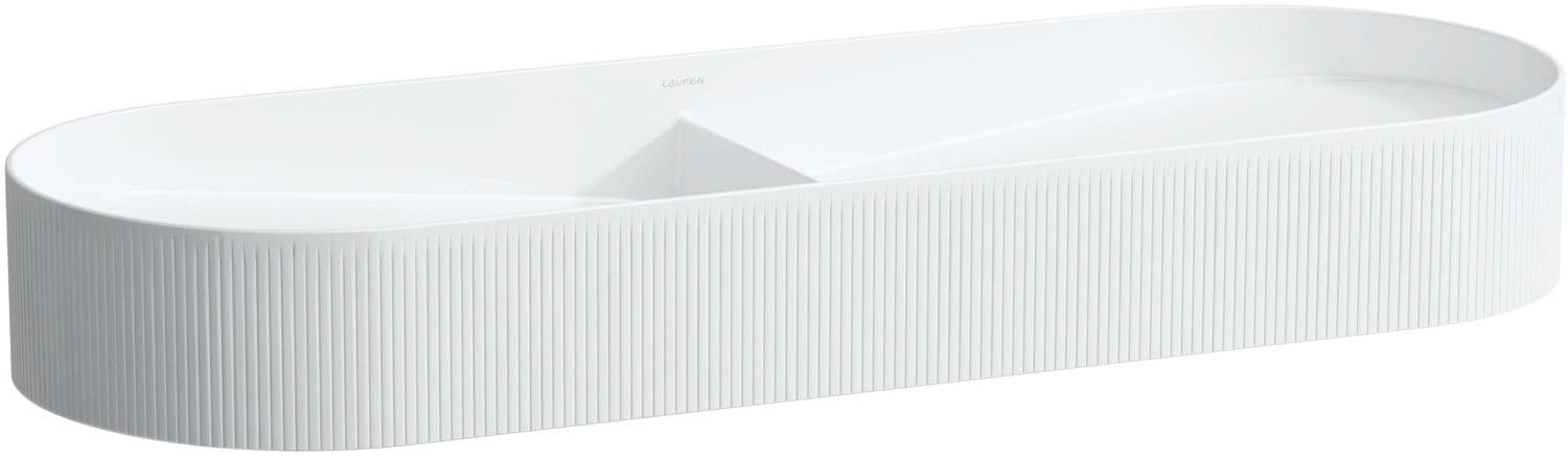 VASQUE A POSER DOUBLE SONAR RELIEF LAUFEN 100X37 SANS TROU ROBINET/TROP-PLEIN BLANC