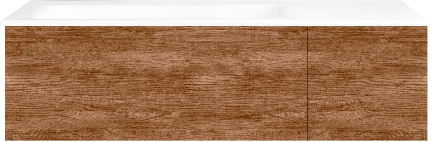 SOUS MEUBLE COFFEE 2 TIROIRS 110 TECTONA DECOR CANNELLE +LAVABO GAUCHE PORCEL.SNS TROU ROBINET BLANC