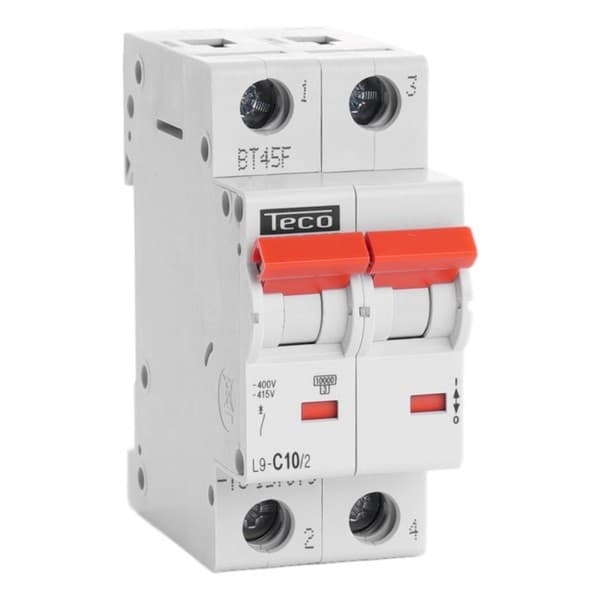 Disjoncteur 2 pôles 10A 10kA courbe C