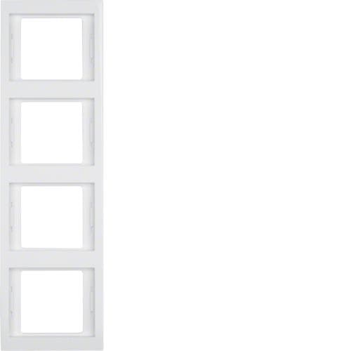 Plaque de recouvrement 4 postes pour montage vertical Berker K.1 Blanc polaire, brillant