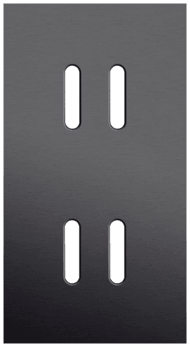 Plaque de recouvrement double, verticale 71 mm d'entraxe, pour des fonctions de commutation double, couleur Niko Rocker alu black brushed
