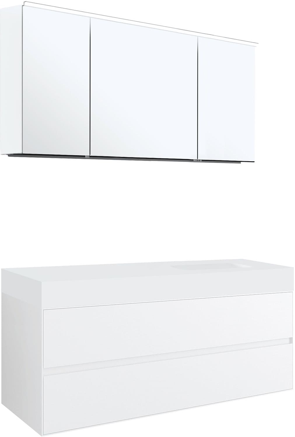 MEUBLE 2 TIROIRS POUR TABLET PURO 1 LAVABO DROITE TENSO 90CM BLANC AVEC ARMOIRE TOILETTE