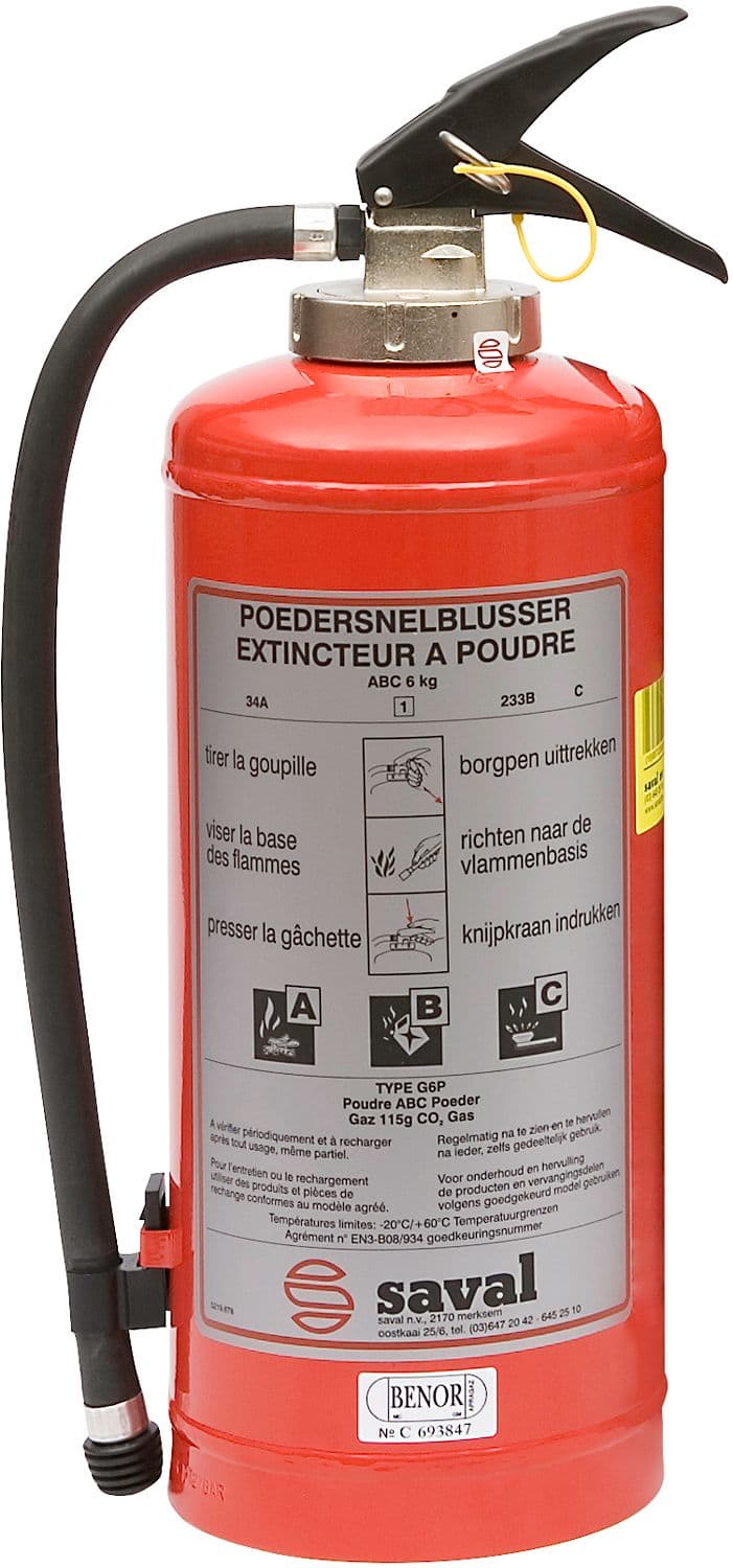 EXTINCTEUR AVEC POUDRE ABC BENOR G6P 6KG CHANTIER